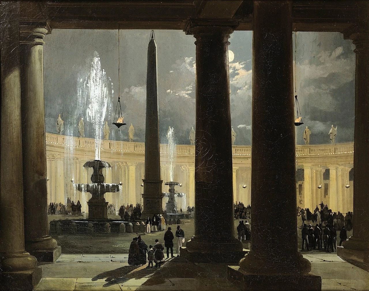 Piazza San Pietro a Roma al chiaro di luna